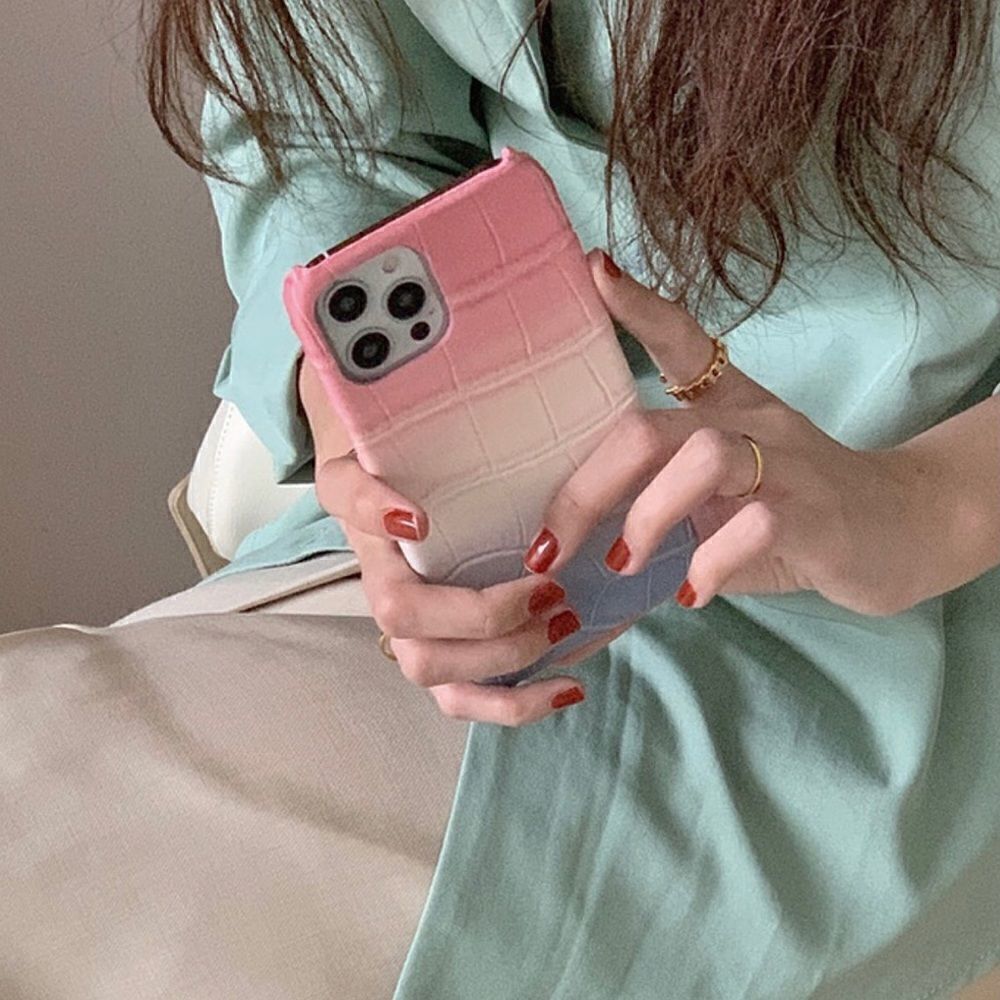 Crocodile Pattern iPhone 13 Pro Max Case-Pink, White & Blue - Picture 4 of 6